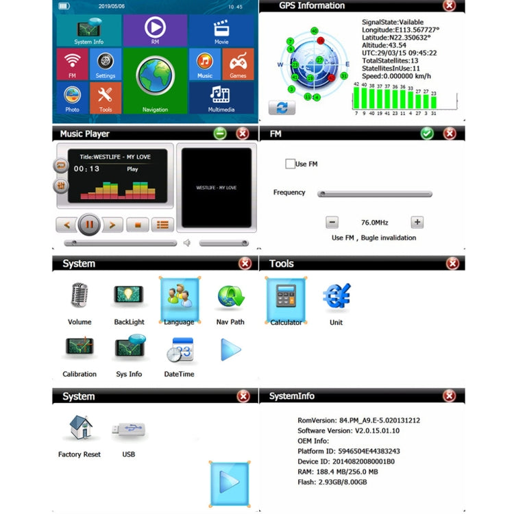 9 Inch 8G/256M Car GPS Navigator With Large Screen Capacitive Bluetooth Map, Area: South America Map