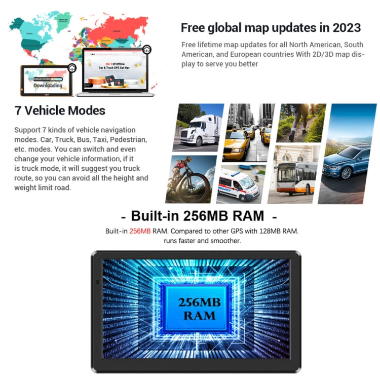 9 Inch 8G/256M Car GPS Navigator With Large Screen Capacitive Bluetooth Map, Area: Southeast Asia Map