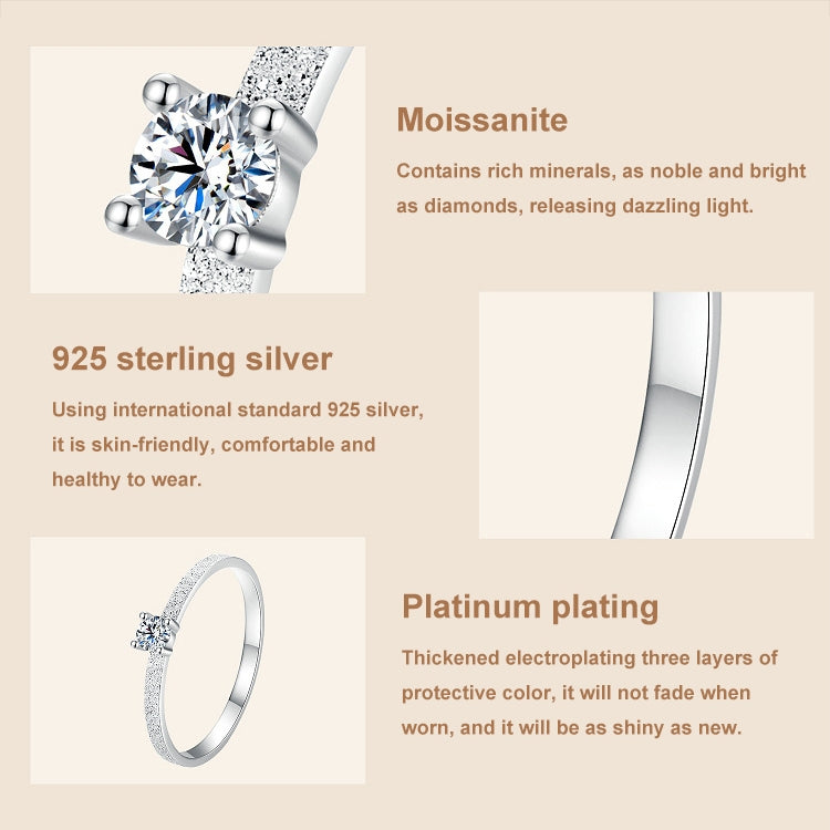 MSR058 S925 Sterling Silver Mossian Stone Ring Platinum Plating Ring