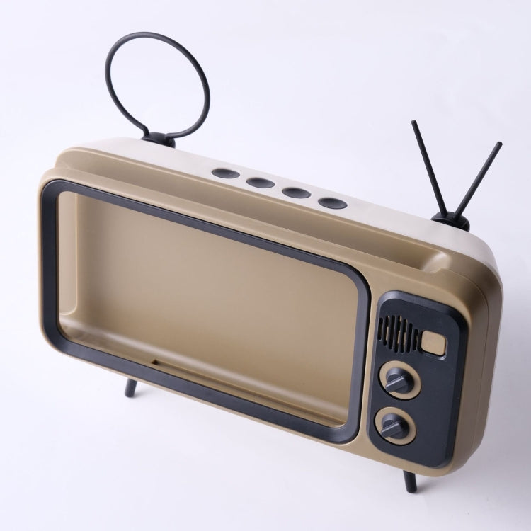 Retro Small TV Desktop Cell Phone Holder With Bluetooth Speaker Player