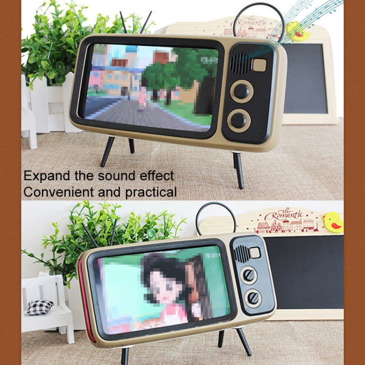 Retro Small TV Desktop Cell Phone Holder With Bluetooth Speaker Player