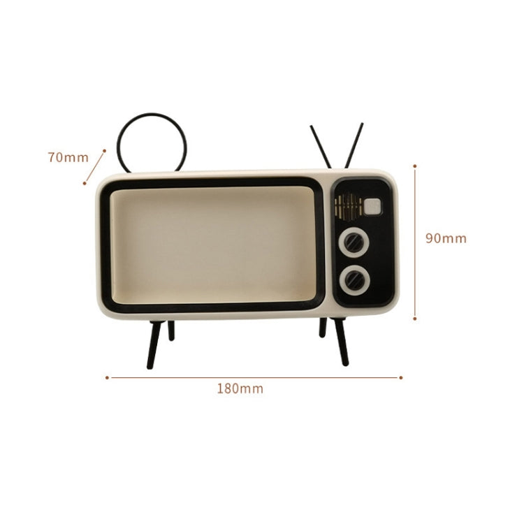 Retro Small TV Desktop Cell Phone Holder With Bluetooth Speaker Player