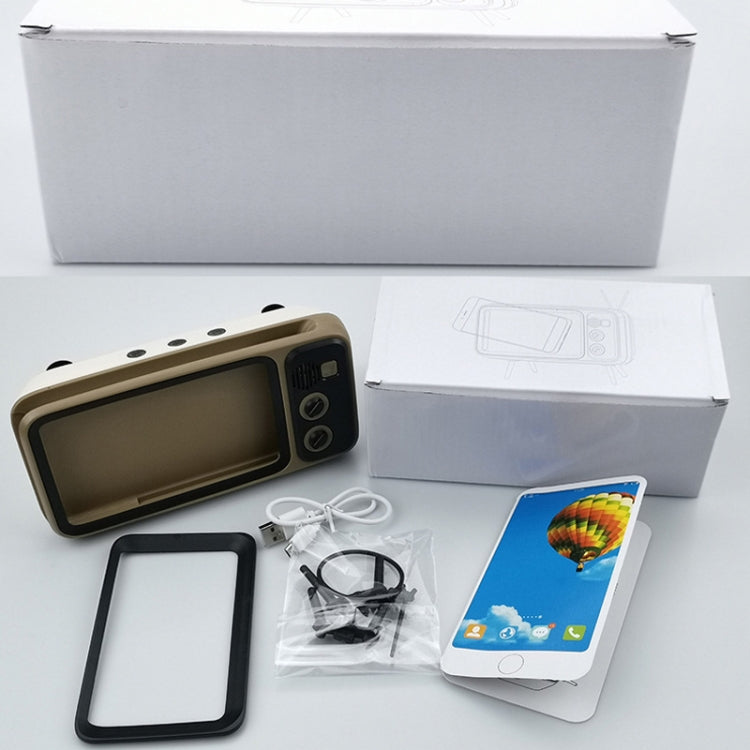 Retro Small TV Desktop Cell Phone Holder With Bluetooth Speaker Player