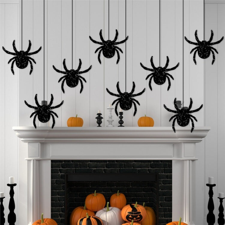 Halloween Decoration Wall Stickers Hanging Pendant Party Horror Banner Decoration, Style: 12pcs Spider Cards + Dots Glue