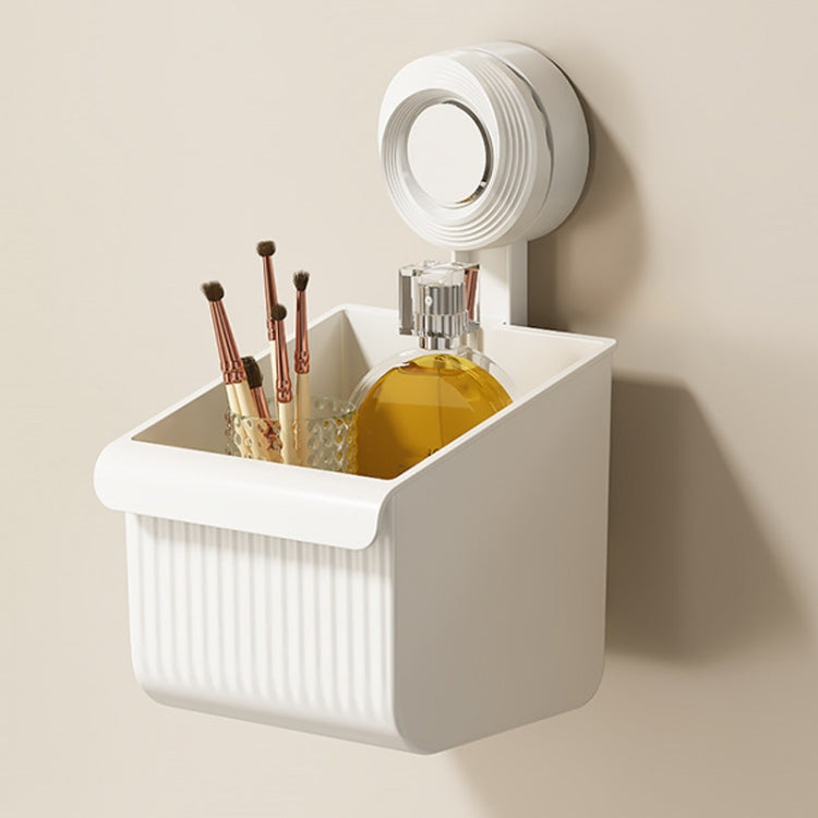 Suction Cup Wall Mounted Bathroom Shelf Drainage Detachable Storage Rack Hanging Basket, Style: Small White