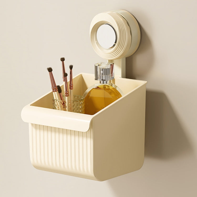 Suction Cup Wall Mounted Bathroom Shelf Drainage Detachable Storage Rack Hanging Basket, Style: Small Cream