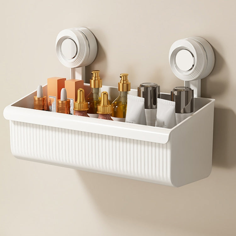Suction Cup Wall Mounted Bathroom Shelf Drainage Detachable Storage Rack Hanging Basket, Style: Large White