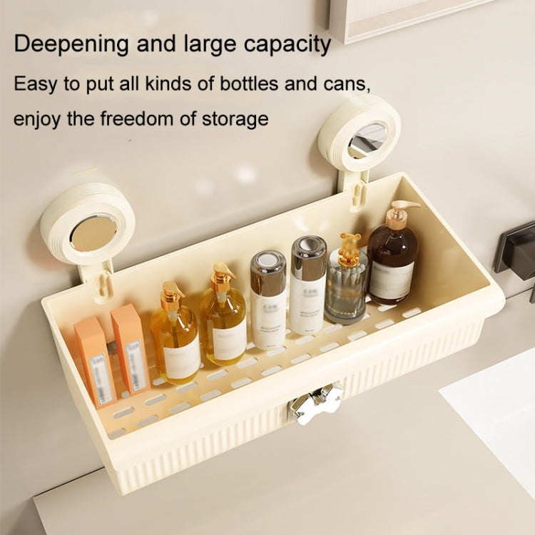 Suction Cup Wall Mounted Bathroom Shelf Drainage Detachable Storage Rack Hanging Basket, Style: Small White