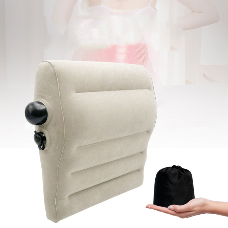 Breathe Inflatable Lumbar Pillow Portable Travel Flocking Pillow Chair Back Support