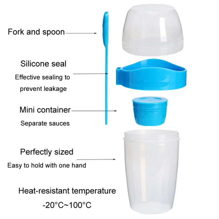 870ml Portable Salad Cup With Lid And Fork Breakfast Cup Sealed Leak-Proof Food Cup