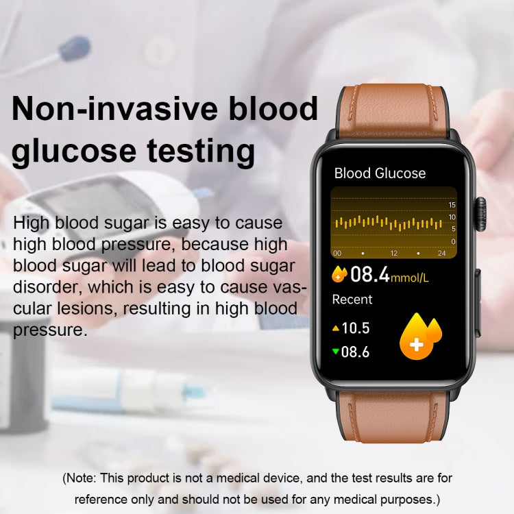 Smart Watch Ring ECG Temperature Heart Rate Blood Pressure Health Bluetooth Talking Watch, Color: Black Leather