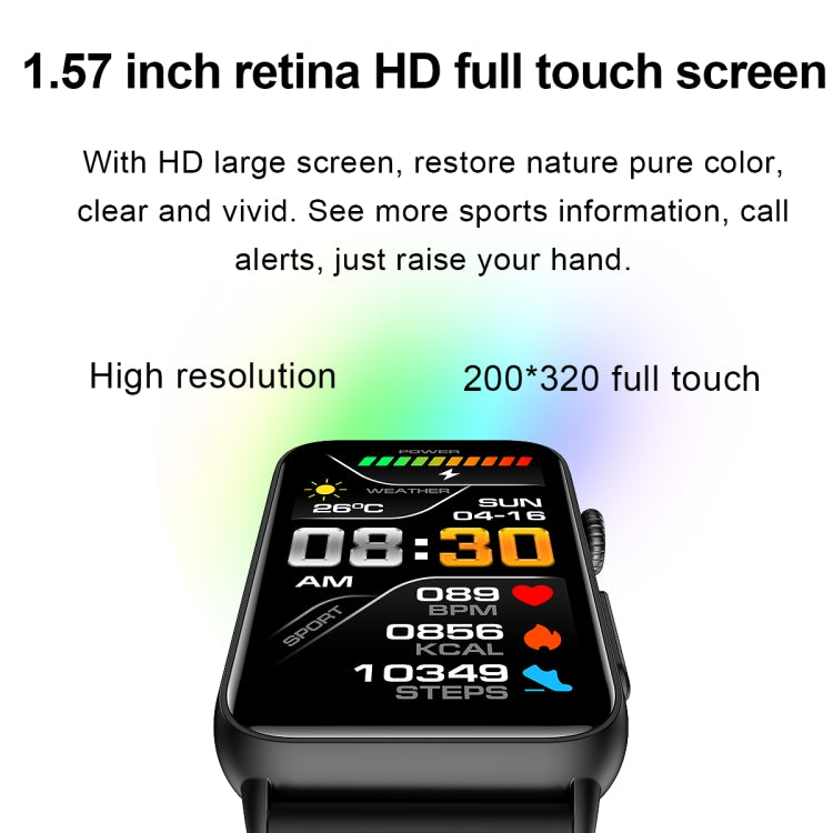 Smart Watch Ring ECG Temperature Heart Rate Blood Pressure Health Bluetooth Talking Watch, Color: Black Silicone