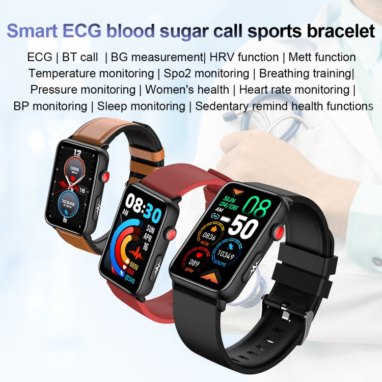 Smart Watch Ring ECG Temperature Heart Rate Blood Pressure Health Bluetooth Talking Watch, Color: Black Silicone