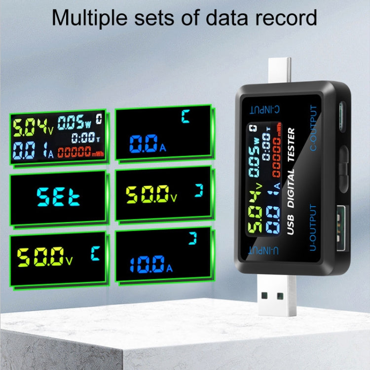 6527-Q Multifunctional Digital Voltage And Current Meter Portable Capacity Tester - USB+Type-C Port