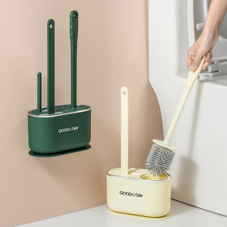 3 In 1 No Punch Wall Mounted Toilet Brush Household TPR Bristles Bathroom Cleaning Brush With Base