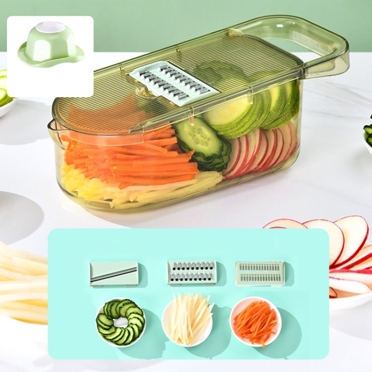 Kitchen Fruit Vegetable Shredder With Hand Guard Potato Cucumber Slicing Shredding Cutter, Style: 3 Blades Set + Drainer Basket