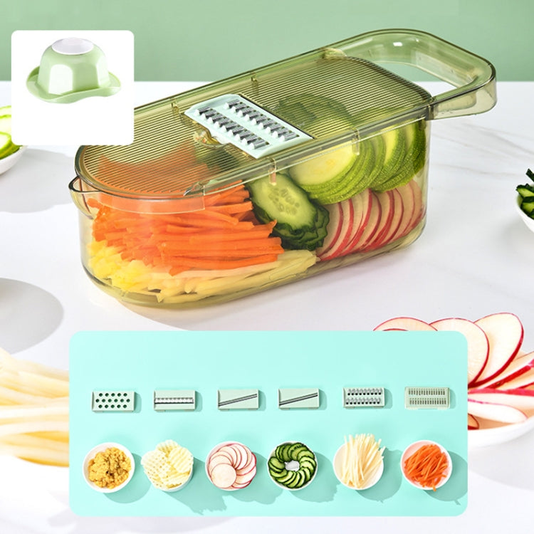 Kitchen Fruit Vegetable Shredder With Hand Guard Potato Cucumber Slicing Shredding Cutter, Style: 6 Blades Set + Drainer Basket