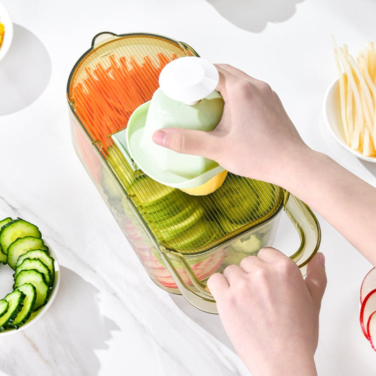 Kitchen Fruit Vegetable Shredder With Hand Guard Potato Cucumber Slicing Shredding Cutter, Style: 3 Blades Set + Drainer Basket