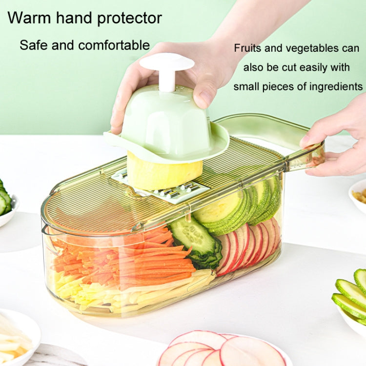 Kitchen Fruit Vegetable Shredder With Hand Guard Potato Cucumber Slicing Shredding Cutter, Style: 6 Blades Set + Drainer Basket