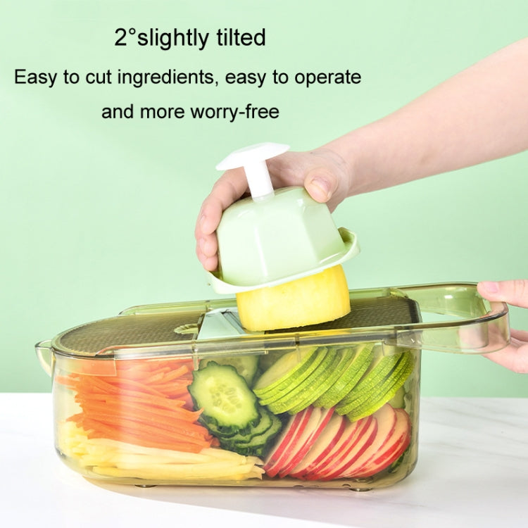 Kitchen Fruit Vegetable Shredder With Hand Guard Potato Cucumber Slicing Shredding Cutter, Style: 6 Blades Set + Drainer Basket
