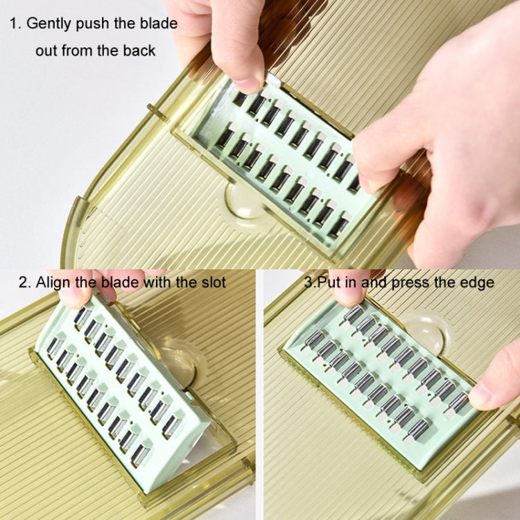 Kitchen Fruit Vegetable Shredder With Hand Guard Potato Cucumber Slicing Shredding Cutter, Style: 6 Blades Set + Drainer Basket