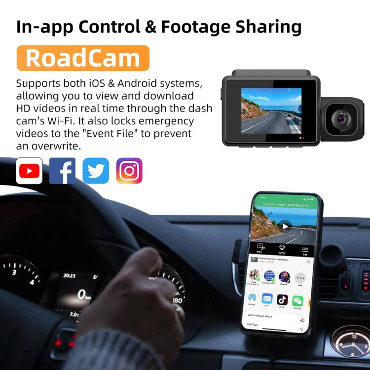 M700A 3 Channels Car Recorder 4K UHD Front+1080P Inside+2K Rear+GPS+WIFI Dash Cam - Black
