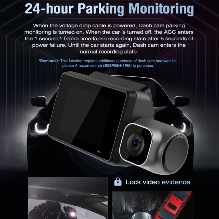 M700A 3 Channels Car Recorder 4K UHD Front+1080P Inside+2K Rear+GPS+WIFI Dash Cam - Black