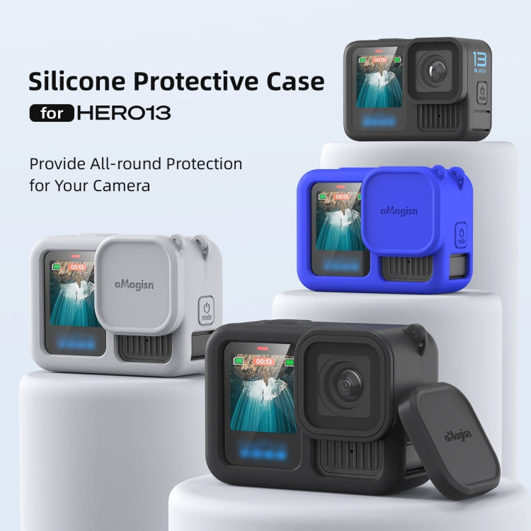 For GoPro HERO13 Black AMagisn Silicone Case Protective Cover - Light Gray