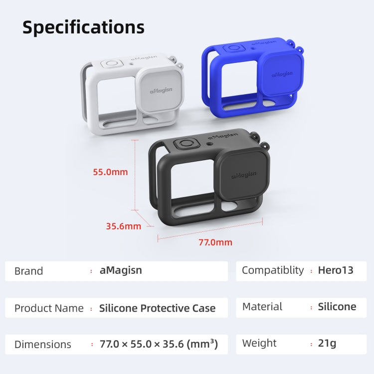For GoPro HERO13 Black AMagisn Silicone Case Protective Cover - Light Gray