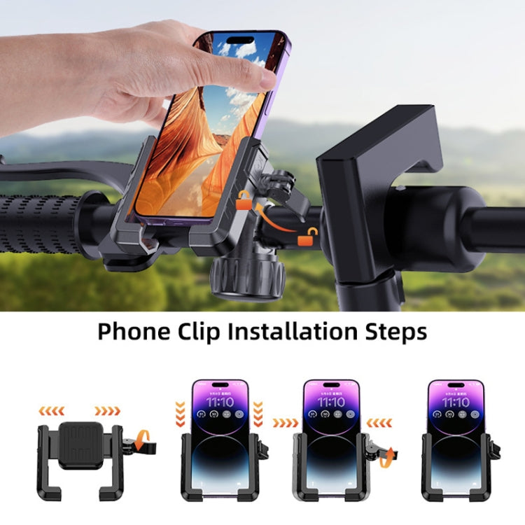 YYS-615 Motorcycle Bicycle Semi-Wrapped Riding Navigation Cell Phone Holder - Black+Orange