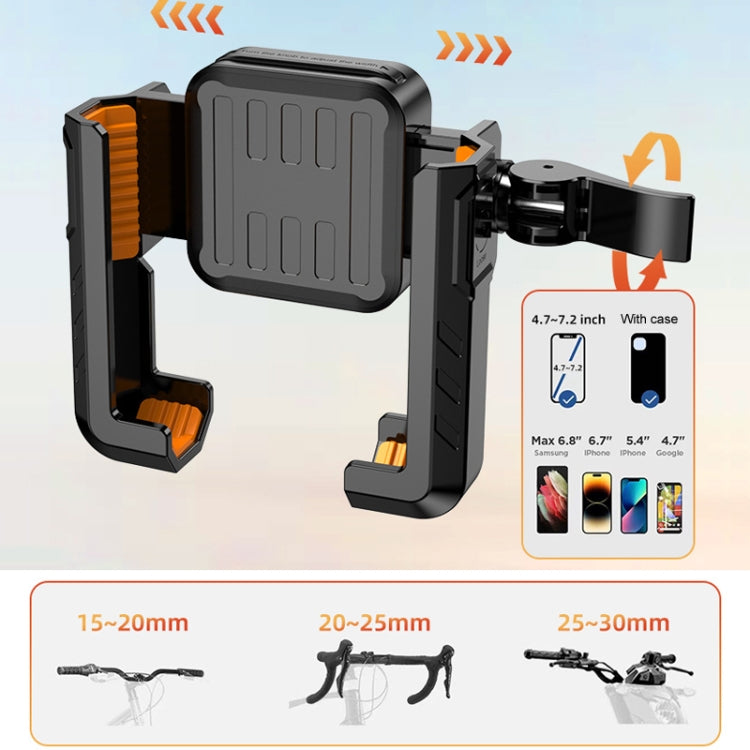 YYS-615 Motorcycle Bicycle Semi-Wrapped Riding Navigation Cell Phone Holder - Black+Orange