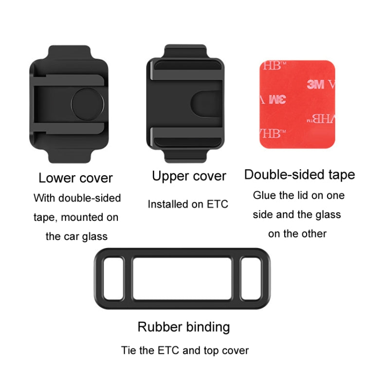 Car Removable Cardless ETC Slide Bracket Automotive Anti-Drop Holder - Black