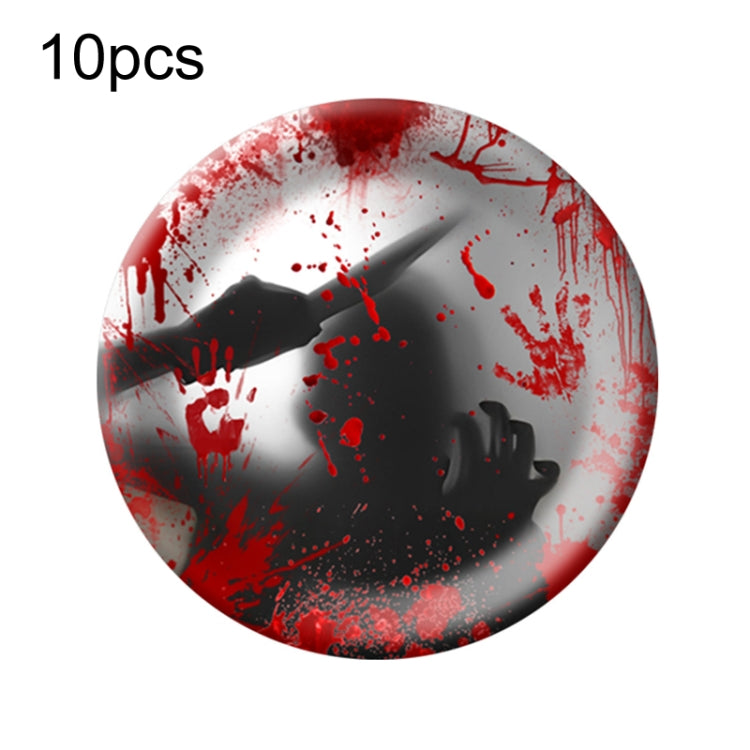 10pcs Halloween Disposable Blood Handprint Tableware Horror Party Decoration, Style: 9 inch Paper Plates