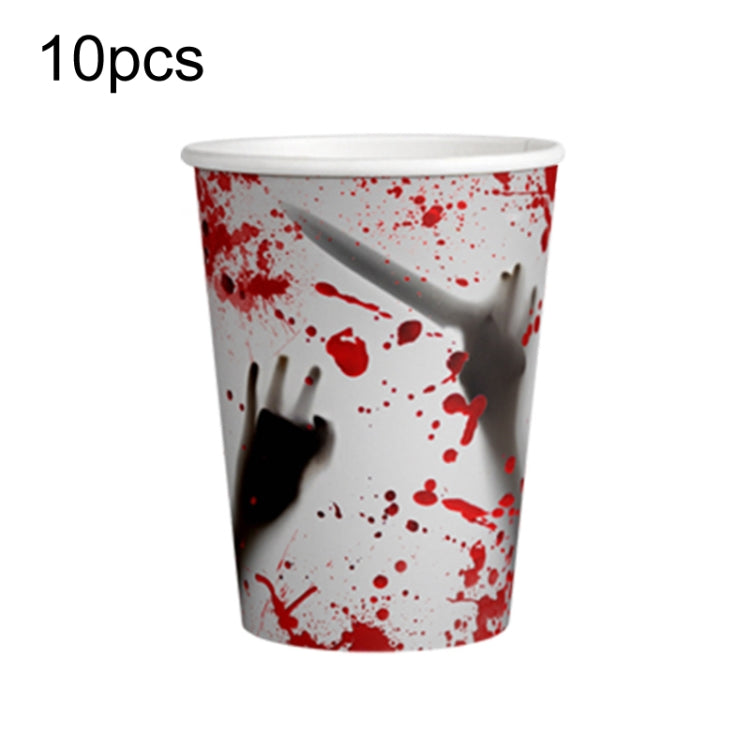 10pcs Halloween Disposable Blood Handprint Tableware Horror Party Decoration, Style: Paper Cups