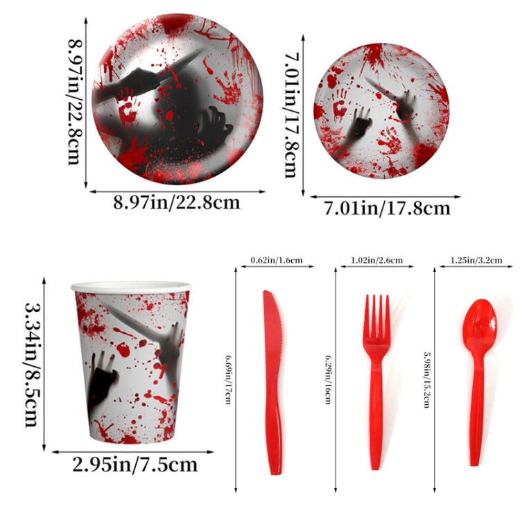 10pcs Halloween Disposable Blood Handprint Tableware Horror Party Decoration, Style: Paper Cups