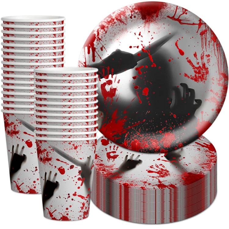 10pcs Halloween Disposable Blood Handprint Tableware Horror Party Decoration, Style: Paper Cups