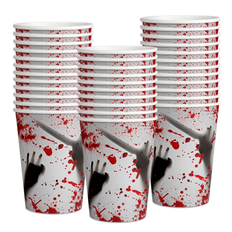 10pcs Halloween Disposable Blood Handprint Tableware Horror Party Decoration, Style: Red Knives