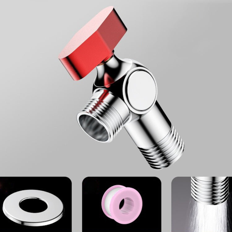 Copper High Flow 4-point Ball Valve Hot Cold Water Gas Water Heater Full Open Triangle Valve, Color: Electroplated Red Label Hot Water