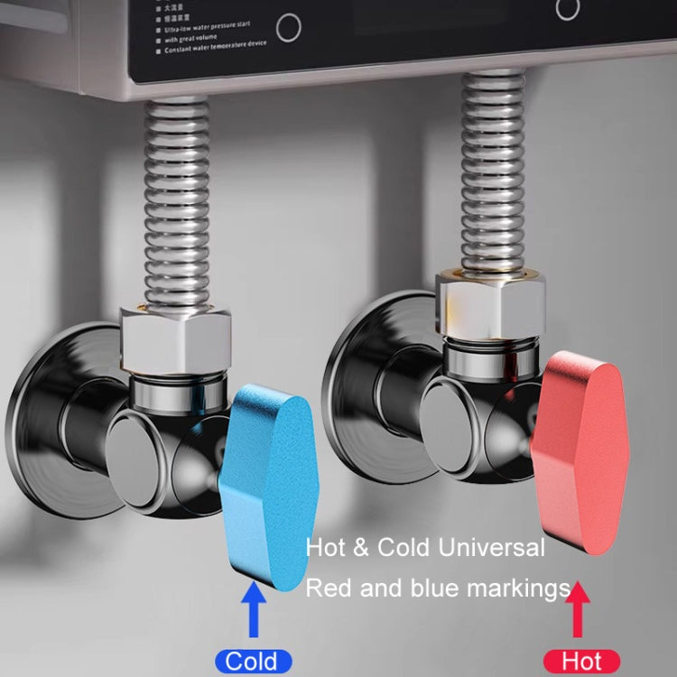 Copper High Flow 4-point Ball Valve Hot Cold Water Gas Water Heater Full Open Triangle Valve, Color: Gray Blue Label Cold Water