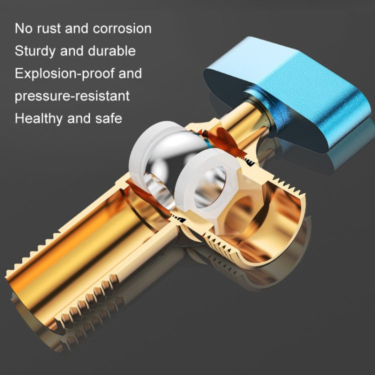 Copper High Flow 4-point Ball Valve Hot Cold Water Gas Water Heater Full Open Triangle Valve, Color: Electroplated Blue Label Cold Water