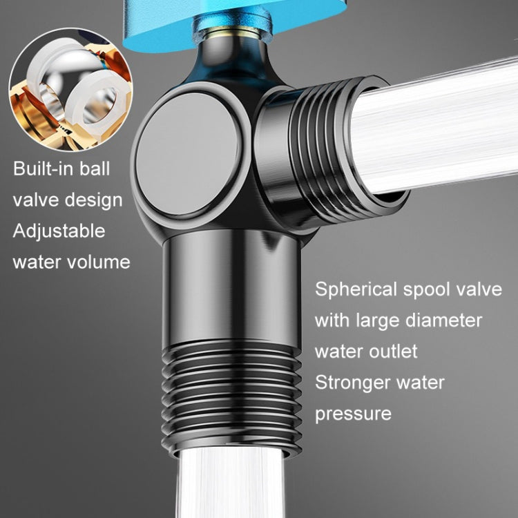 Copper High Flow 4-point Ball Valve Hot Cold Water Gas Water Heater Full Open Triangle Valve, Color: Electroplated Blue Label Cold Water