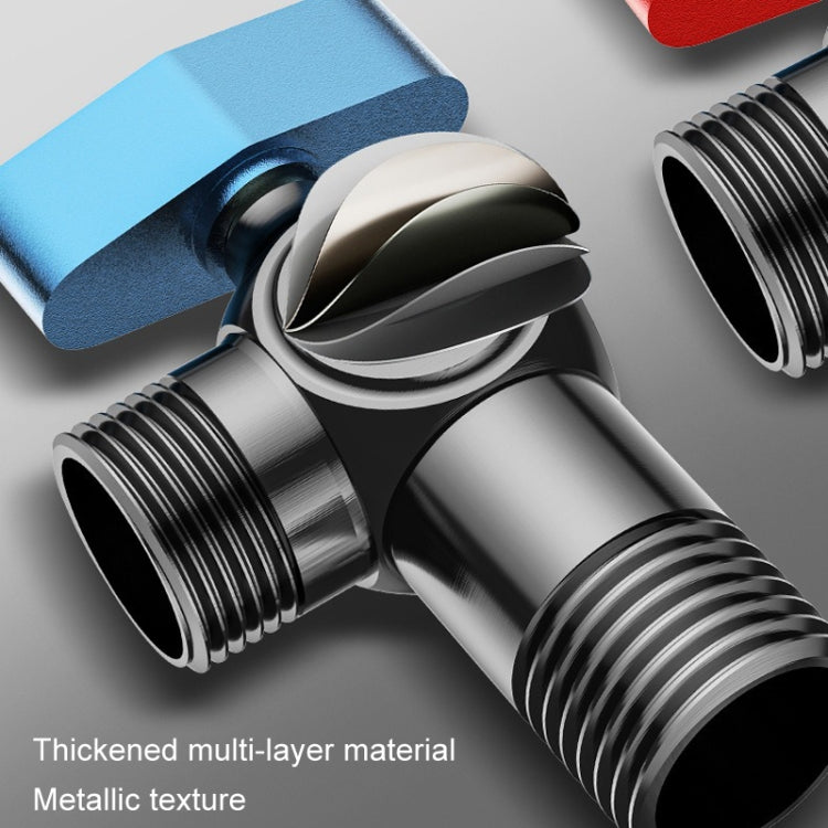 Copper High Flow 4-point Ball Valve Hot Cold Water Gas Water Heater Full Open Triangle Valve, Color: Gray Red Label Hot Water