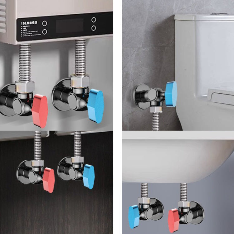 Copper High Flow 4-point Ball Valve Hot Cold Water Gas Water Heater Full Open Triangle Valve, Color: Electroplated Blue Label Cold Water