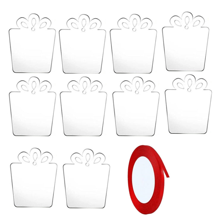 10pcs Clear Acrylic Christmas Decoration Hangers DIY Blank Xmas Tree Ornament With Rope, Style: Gift Box
