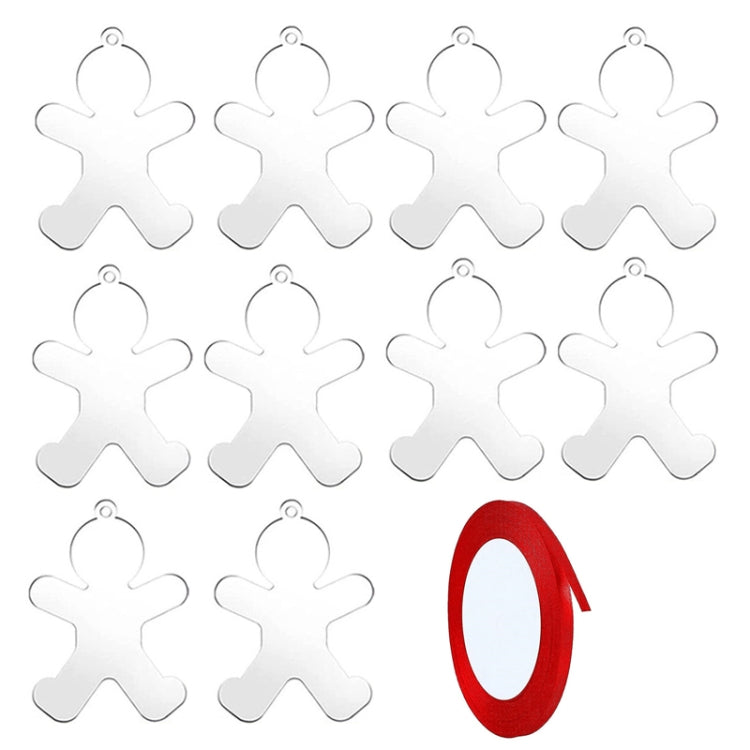 10pcs Clear Acrylic Christmas Decoration Hangers DIY Blank Xmas Tree Ornament With Rope, Style: Snowman
