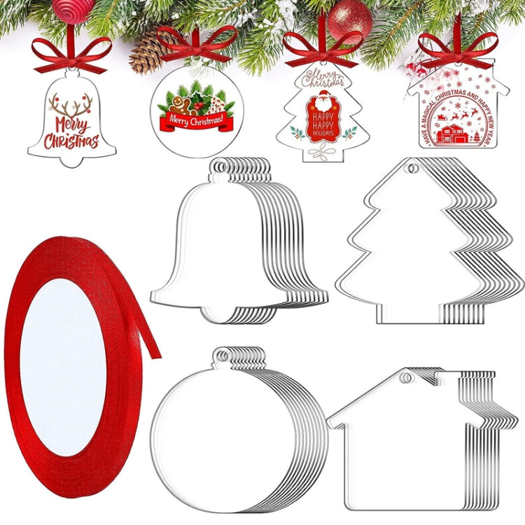 10pcs Clear Acrylic Christmas Decoration Hangers DIY Blank Xmas Tree Ornament With Rope, Style: House