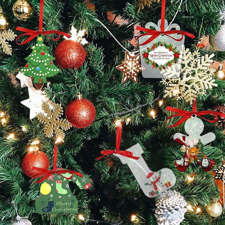 10pcs Clear Acrylic Christmas Decoration Hangers DIY Blank Xmas Tree Ornament With Rope, Style: Christmas Tree