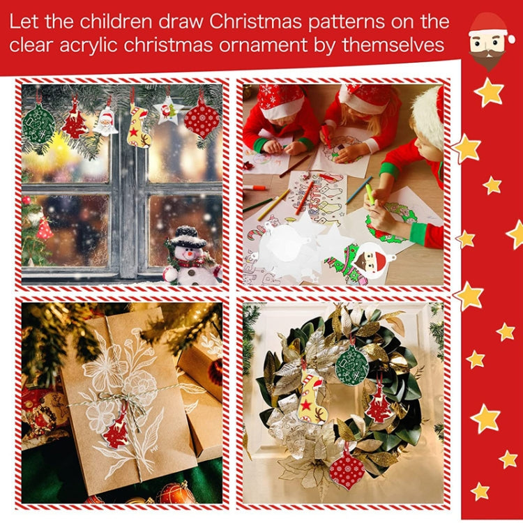 10pcs Clear Acrylic Christmas Decoration Hangers DIY Blank Xmas Tree Ornament With Rope, Style: Bell