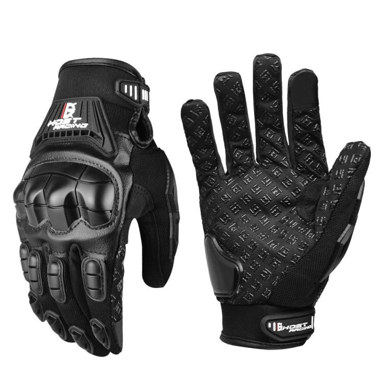 GHOST RACING Motorcycle Riding Anti-fall Breathable Rubber Shell Touch Screen Gloves, Size: XL - Black