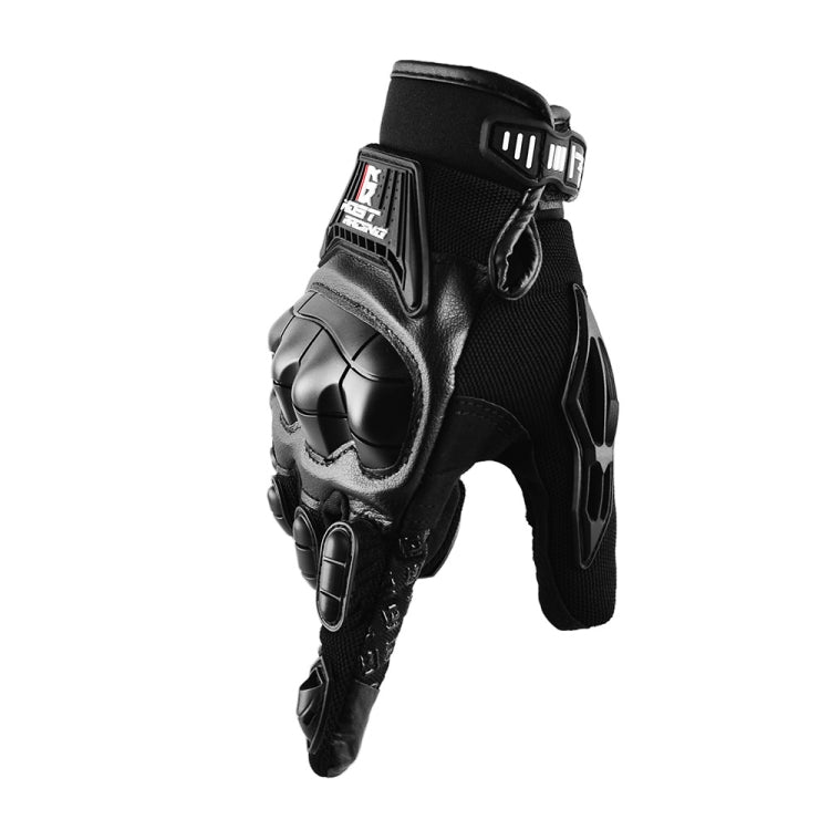 GHOST RACING Motorcycle Riding Anti-fall Breathable Rubber Shell Touch Screen Gloves, Size: L - Black